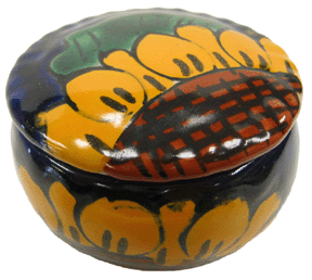 Mexican Pottery - Talavera Round Jewelry Box