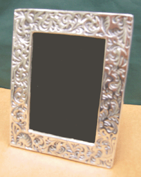 Mexican Pewter Floral Picture Frame