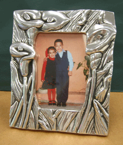 Mexican Pewter Lilly Picture Frame