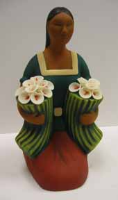 Mexican Ceramic Flower Vender Doll