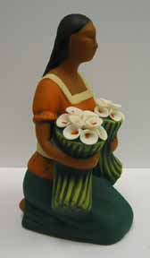 Mexican Ceramic Flower Vender Doll