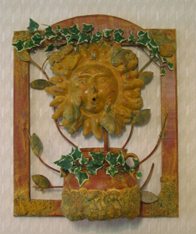 Terra Cotta Sun Face Water Fountain