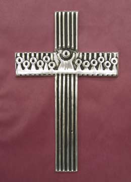 Mexican Pewter - Cross with Last Supper Design