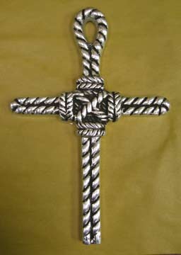 Mexican Pewter - Rope Cross with Knot Design