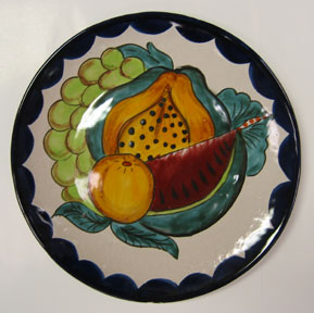 Mexican Pottery - Talavera Plate with Fruit Design