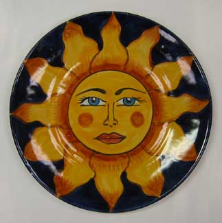 Mexican Pottery - Talavera Plate with Sun Face Design