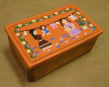 Decorative Wooden Boxes - Hand Painted Ceramic Lid