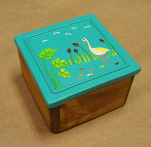 Decorative Wooden Boxes - Hand Painted Ceramic Lid
