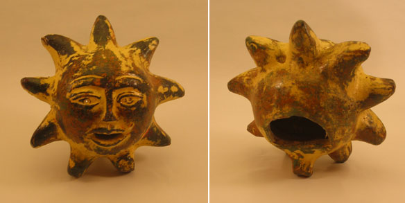 Mexican Terra Cotta  Sunface Candle