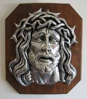 Mexican Pewter - Divine Face on Wood